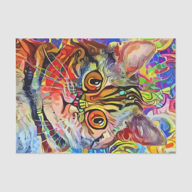 Abstract Art Mosaic Cat Decoupage Tissue Paper (Front)