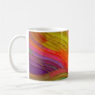 Abstract Art mug with orange, green, red colours