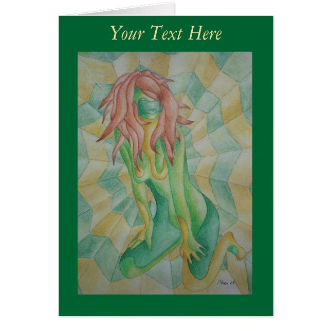 abstract art multicolored green posing lady retro (Front)