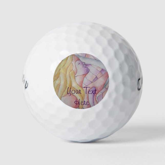 abstract art multicolored pink posing lady retro golf balls (Front)