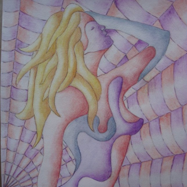 abstract art multicolored pink posing lady retro jigsaw puzzle (Creator Uploaded)