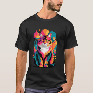 Abstract Art Norwegian Forest Cat Wegies T-Shirt