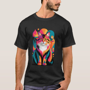 Abstract Art Norwegian Forest Cat Wegies T-Shirt