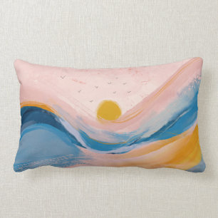 Abstract Art Ocean Water Landscape Pink and Blue P Lumbar Cushion