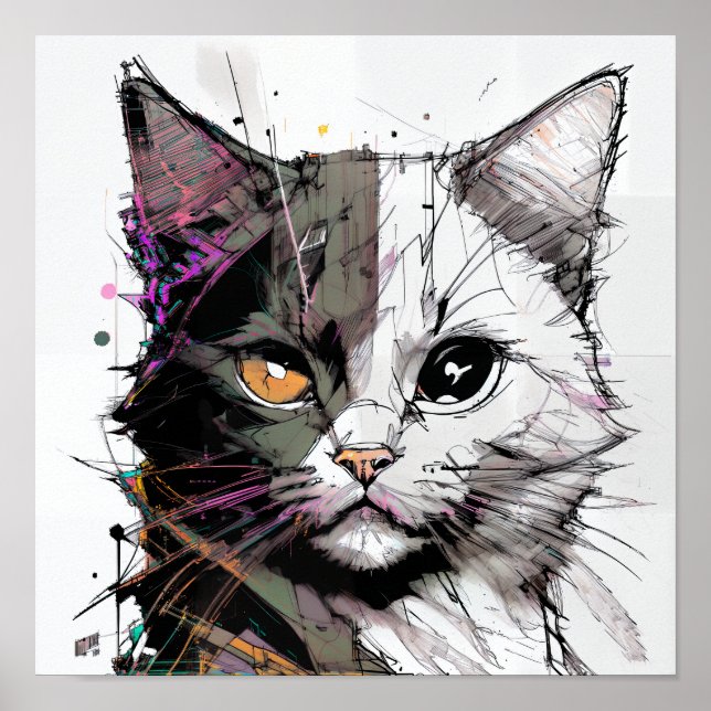 Abstract art of a cat poster (Front)