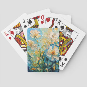 Abstract art of blooming flowers playing cards