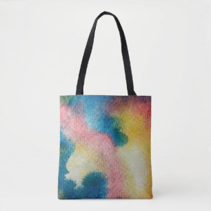 Abstract art of colorful bright ink and watercolor tote bag
