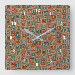 Abstract Art Old Cloth Patches Square Wall Clock
