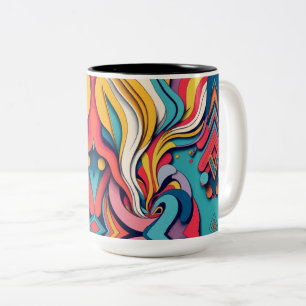 Abstract Art on Coffee Two Tone Mug