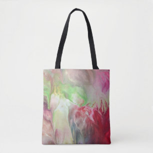 Abstract Art Original Flow Painting Vintage Rose Tote Bag