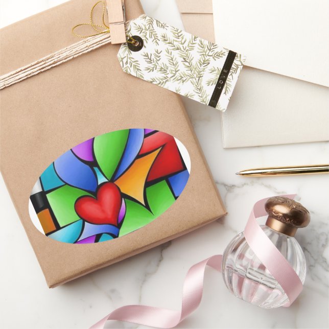 Abstract art oval sticker (Gifting)