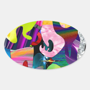 Abstract Art Oval Sticker