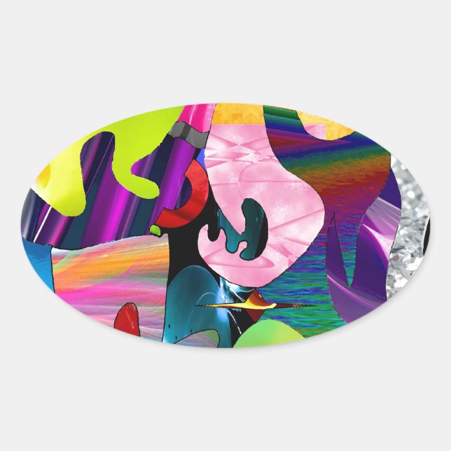 Abstract Art Oval Sticker (Front)