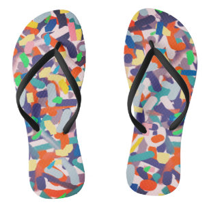 Abstract Art Paint Brushes Positive Flip Flops