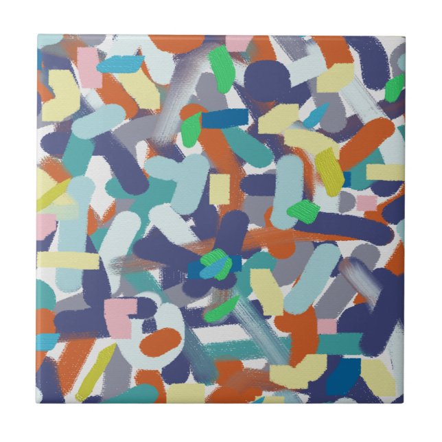 Abstract Art Paint Brushes Positive Vibes Tile (Front)