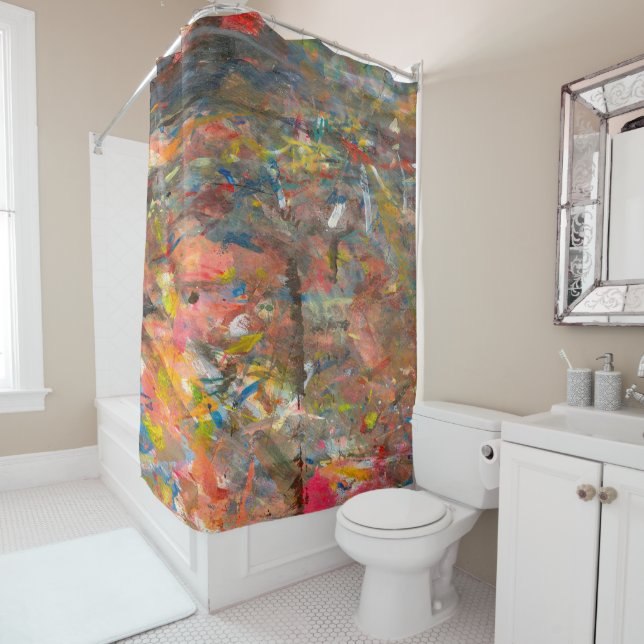 Abstract Art Paint Dab Colourful Shower Curtain (In Situ)