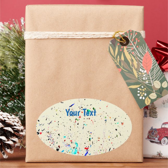 Abstract Art Paint Splashes, Spots Custom Oval Sticker (Holiday)