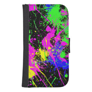 Abstract Art Paint Splatter Image Colourful Samsung S4 Wallet Case