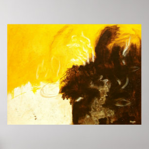 Abstract Art Painting Drips Splatters Yellow Brown Poster