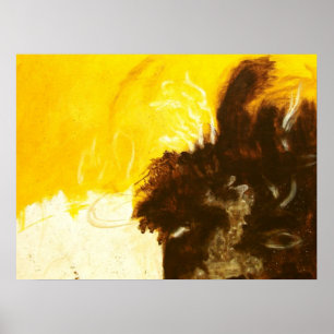 Abstract Art Painting Drips Splatters Yellow Brown Poster