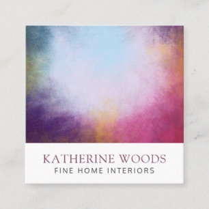 Abstract Art Painting Interior Designer Red Violet Square Business Card