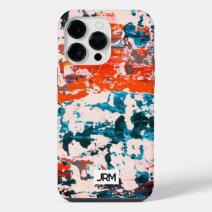 Abstract Art Painting Red Blue White Monogram Funk iPhone 14 Pro Max Case
