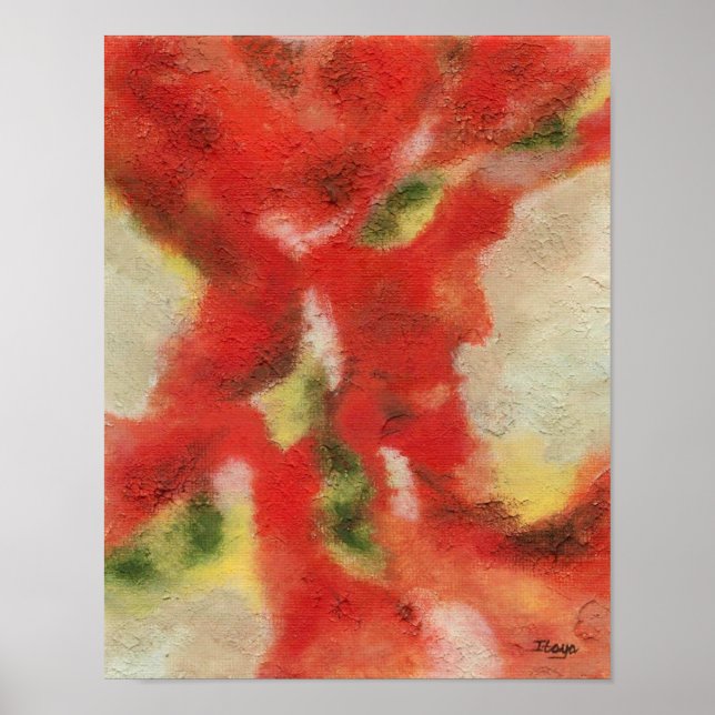 Abstract Art Painting Red Orange Yellow Texture Poster (Front)
