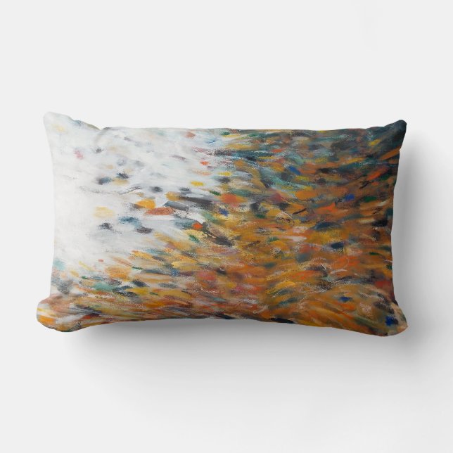 Abstract Art Painting Teal Orange White Pillow (Front)