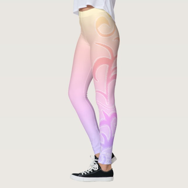 Abstract Art Paisley Yellow Pink Hand Drawing Leggings (Left)