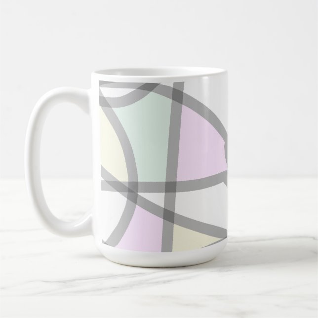 Abstract Art Pale Beige Coral Pink Yellow Coffee Mug (Left)