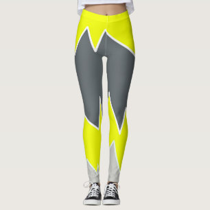 Abstract Art Pale Grey Yellow Charcoal Grey Leggings