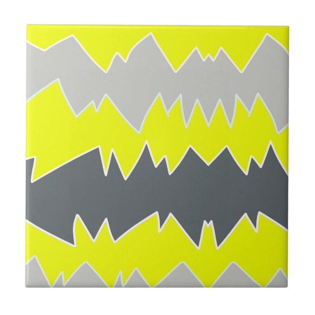 Abstract Art Pale Grey Yellow Charcoal Grey Tile (Front)