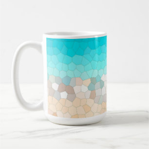 Abstract Art Pale Turquoise Beige Coral Pink Coffee Mug