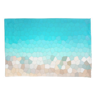 Abstract Art Pale Turquoise Beige Coral Pink Pillowcase