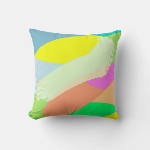 Abstract Art Pastel Coral Lavender Yellow Cushion