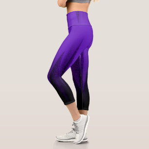 Abstract Art Pastel Lavender Purple Black Capri Leggings