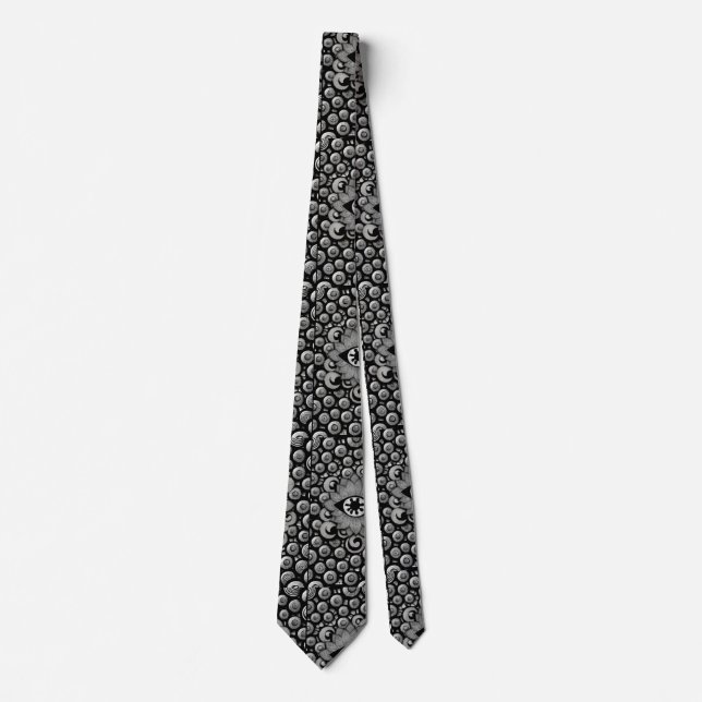 abstract art pattern black and grey tie (Front)