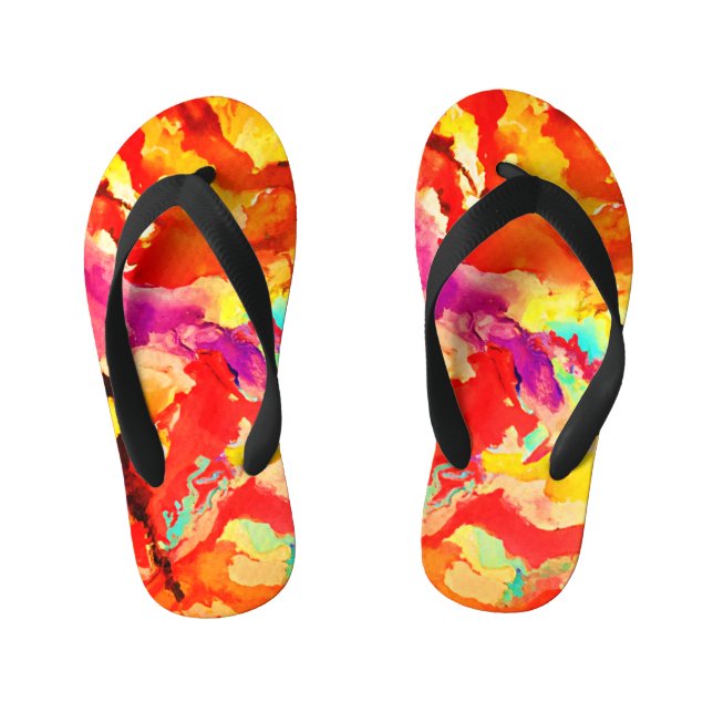Abstract Art Pattern Kid's Flip Flops (Footbed)