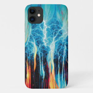 Abstract Art Pattern Red and Blue Electric Energy iPhone 11 Case