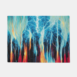 Abstract Art Pattern Red and Blue Electric Energy Doormat