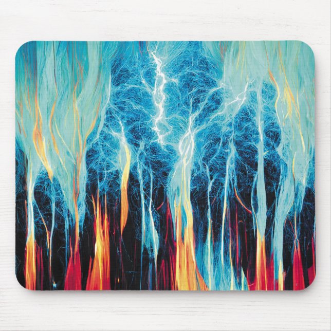 Abstract Art Pattern Red and Blue Electric Energy Mouse Mat (Front)