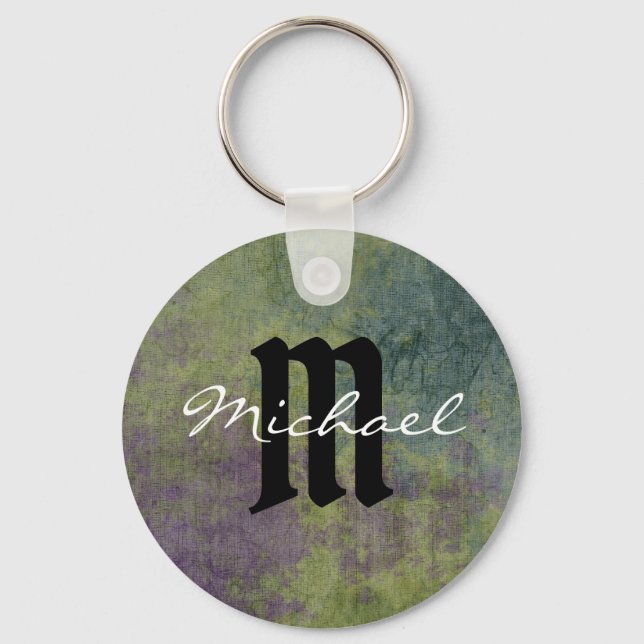 Abstract Art Personalised Purple Blue Modern Key Ring (Front)