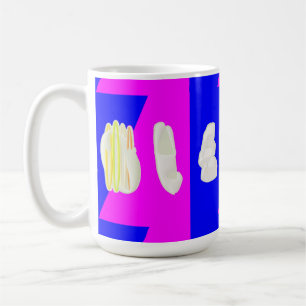 ABSTRACT ART PINK AND ROYAL BLUE COFFEE MUG