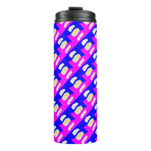 ABSTRACT ART PINK AND ROYAL BLUE THERMAL TUMBLER