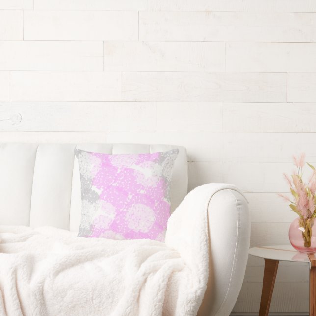 Abstract Art Pink Grey Pastel White Minimalism Cushion (Couch)