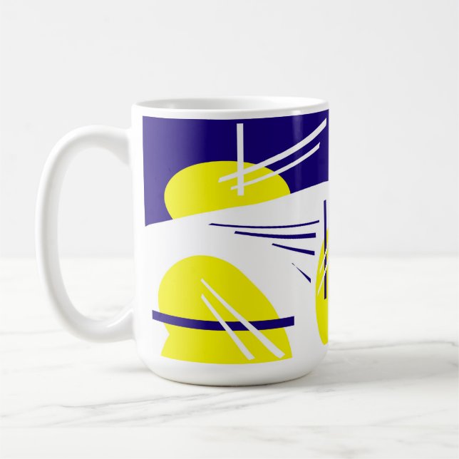 Abstract Art Positive Vibes Yellow Blue White Coffee Mug (Left)