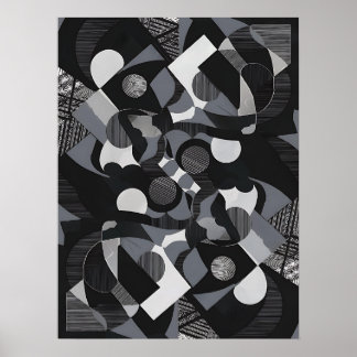 Abstract Art Poster, Black and White Modern Print