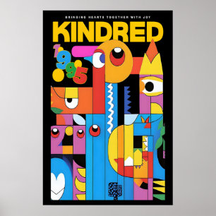 Abstract Art Poster Kindred 1995 Exhibition Print
