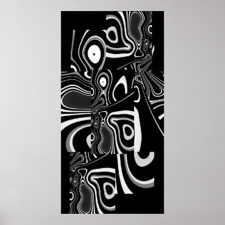 Abstract Art Poster Ultra Modern Black White 2