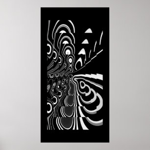 Abstract Art Poster Ultra Modern Black White Grey